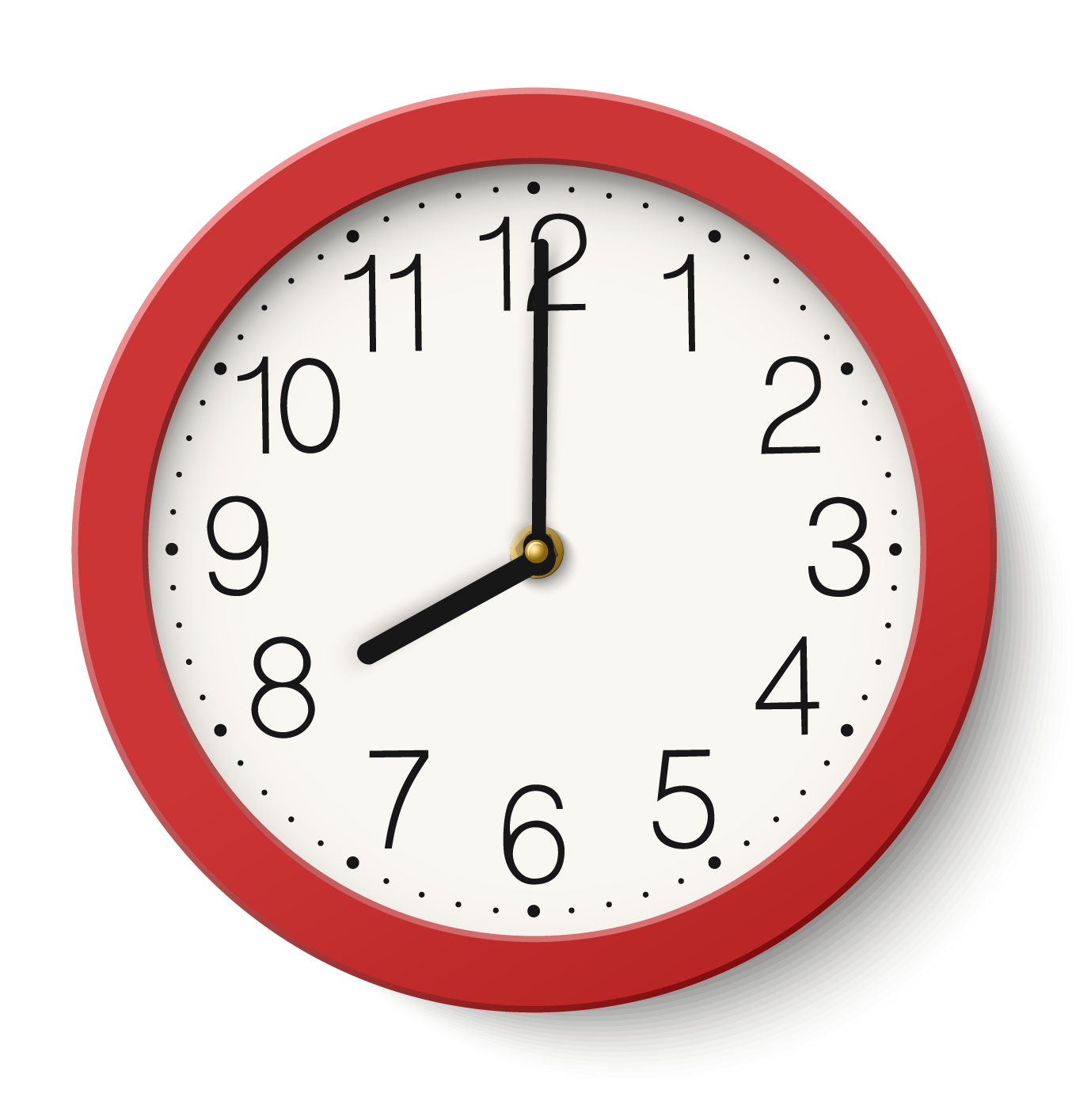 analog clock displaying 8:00