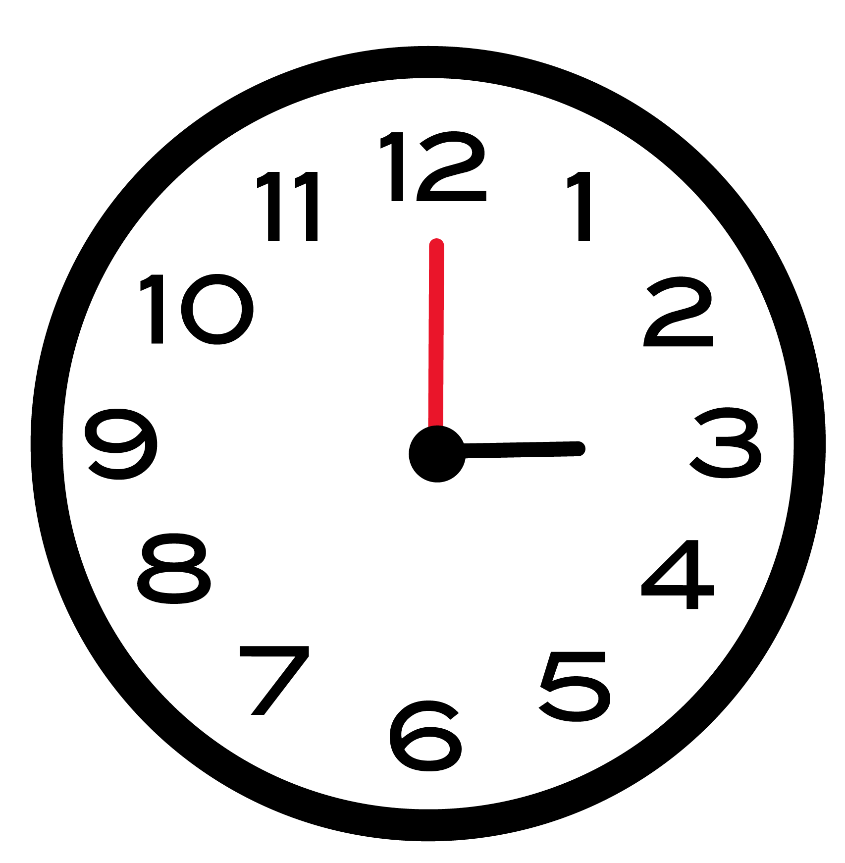 Analog clock displaying 3:00