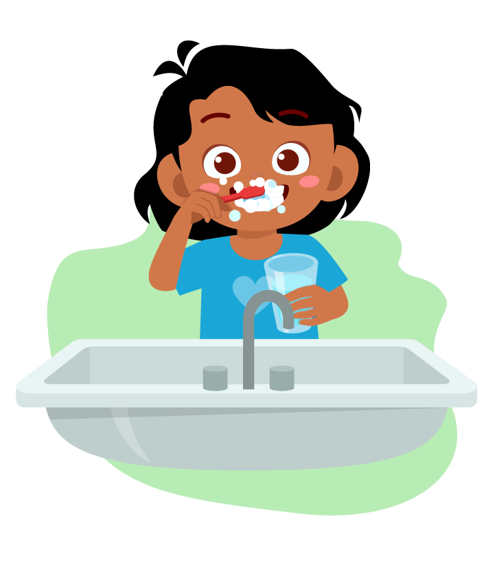 girl brushing her teeth