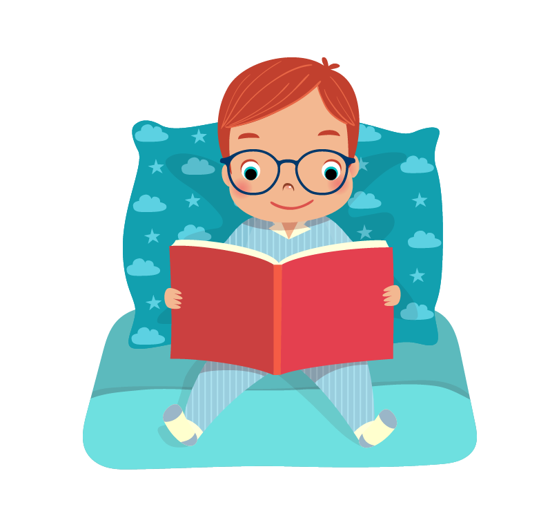 boy reading in bed