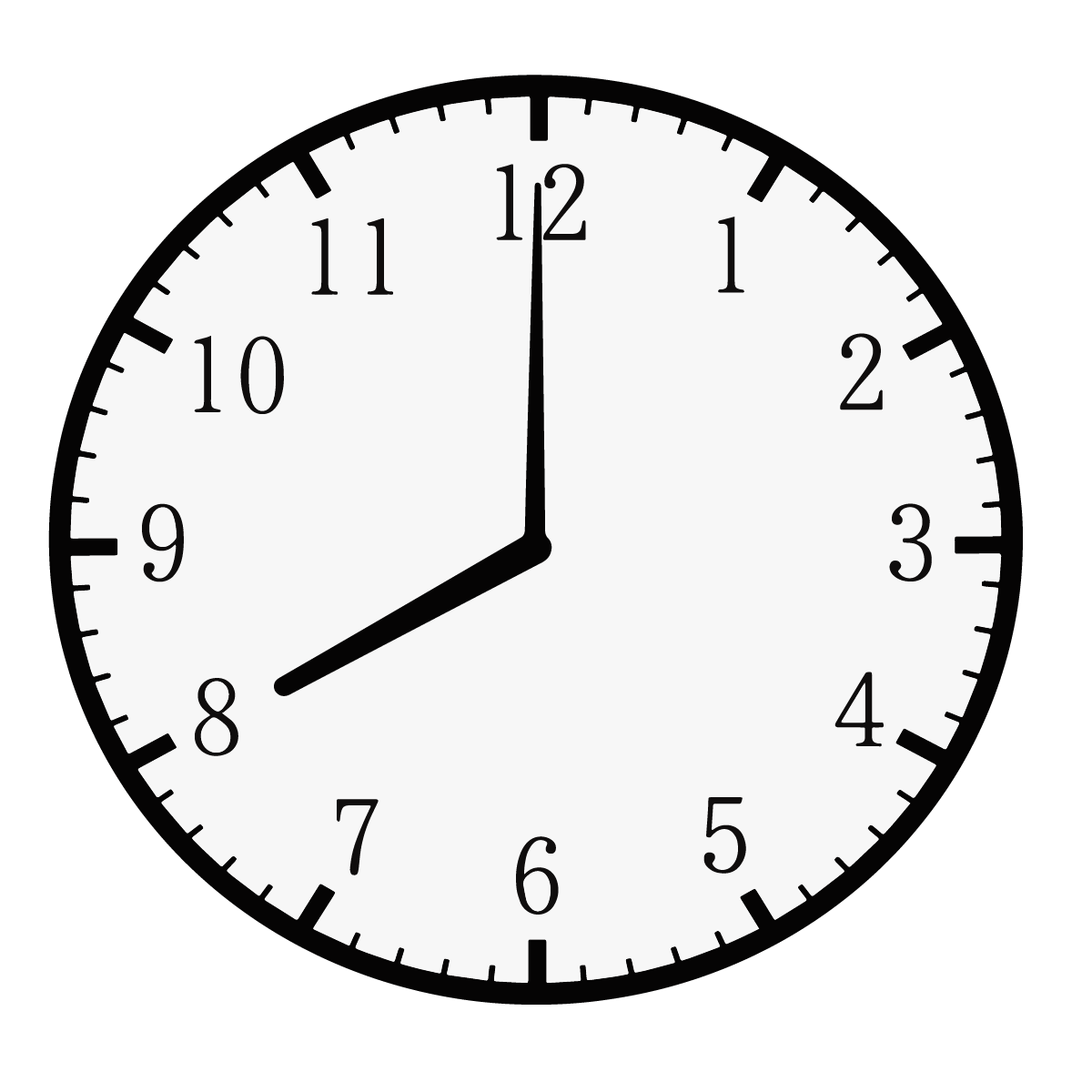 Analog clock showing 8:00