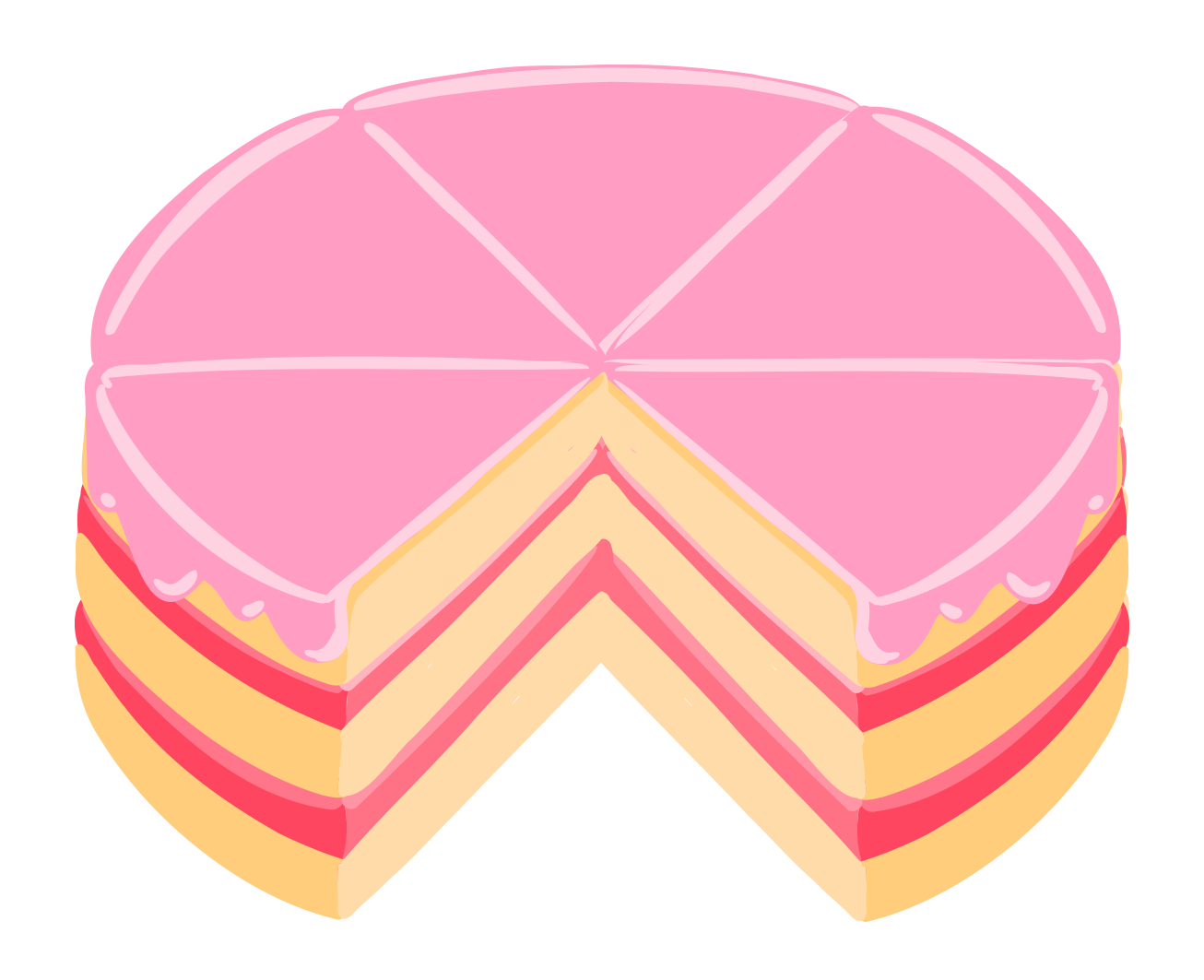 Cake with 1/6 slice missing