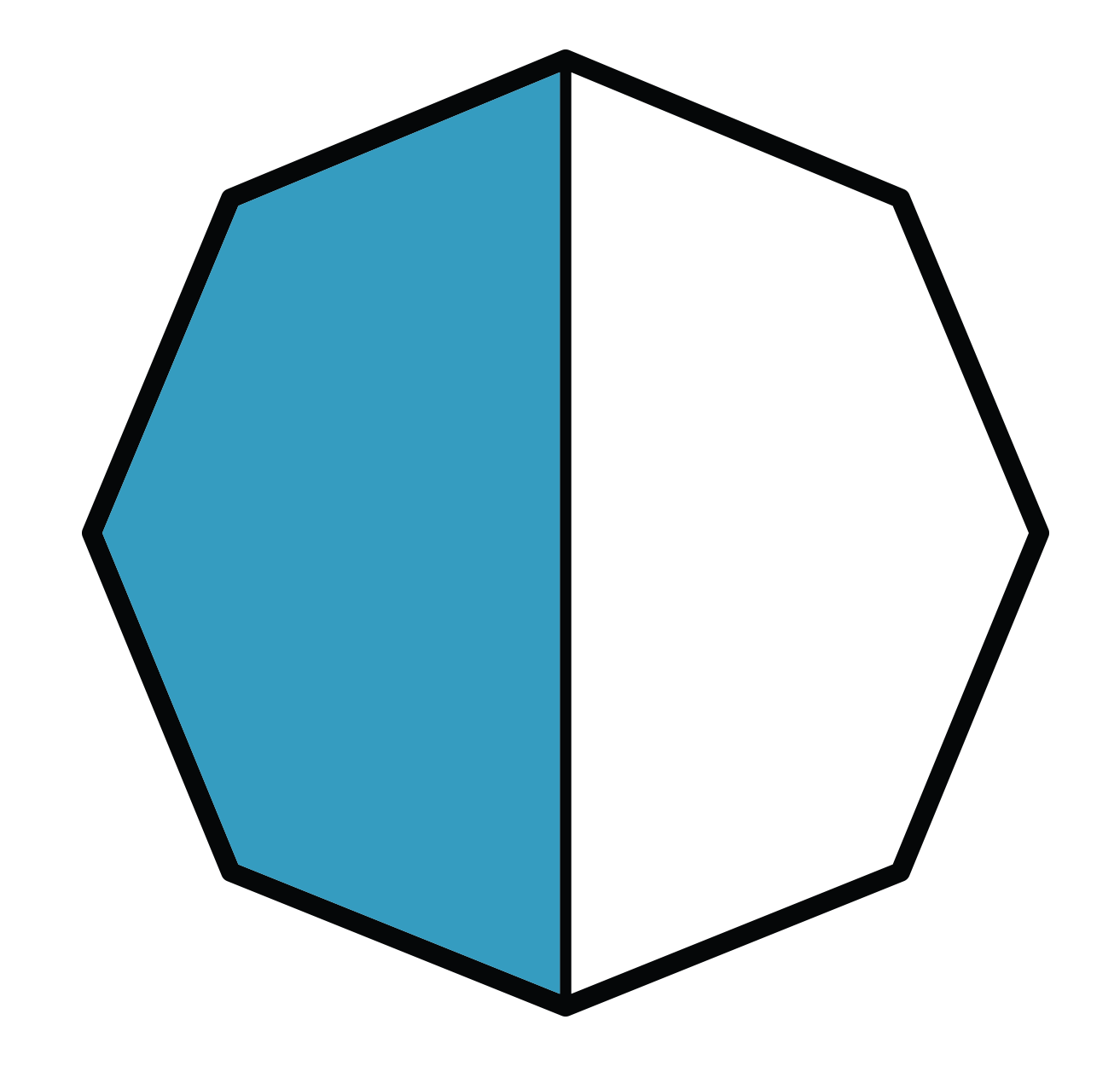 Shape representing 1/2