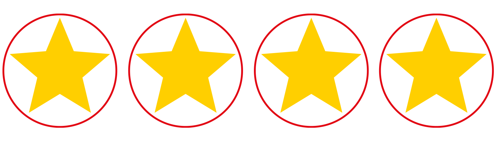 4 stars circled individually