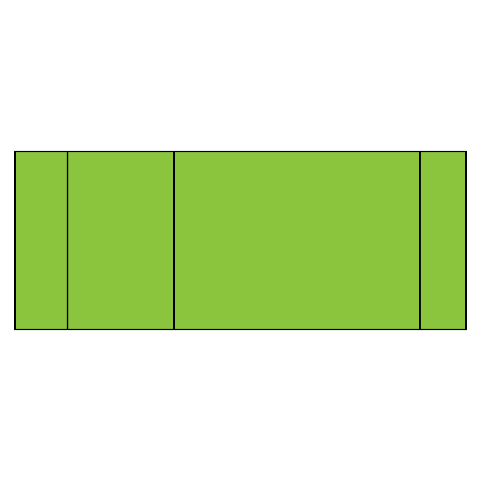 Green rectangle divided into four unequal parts