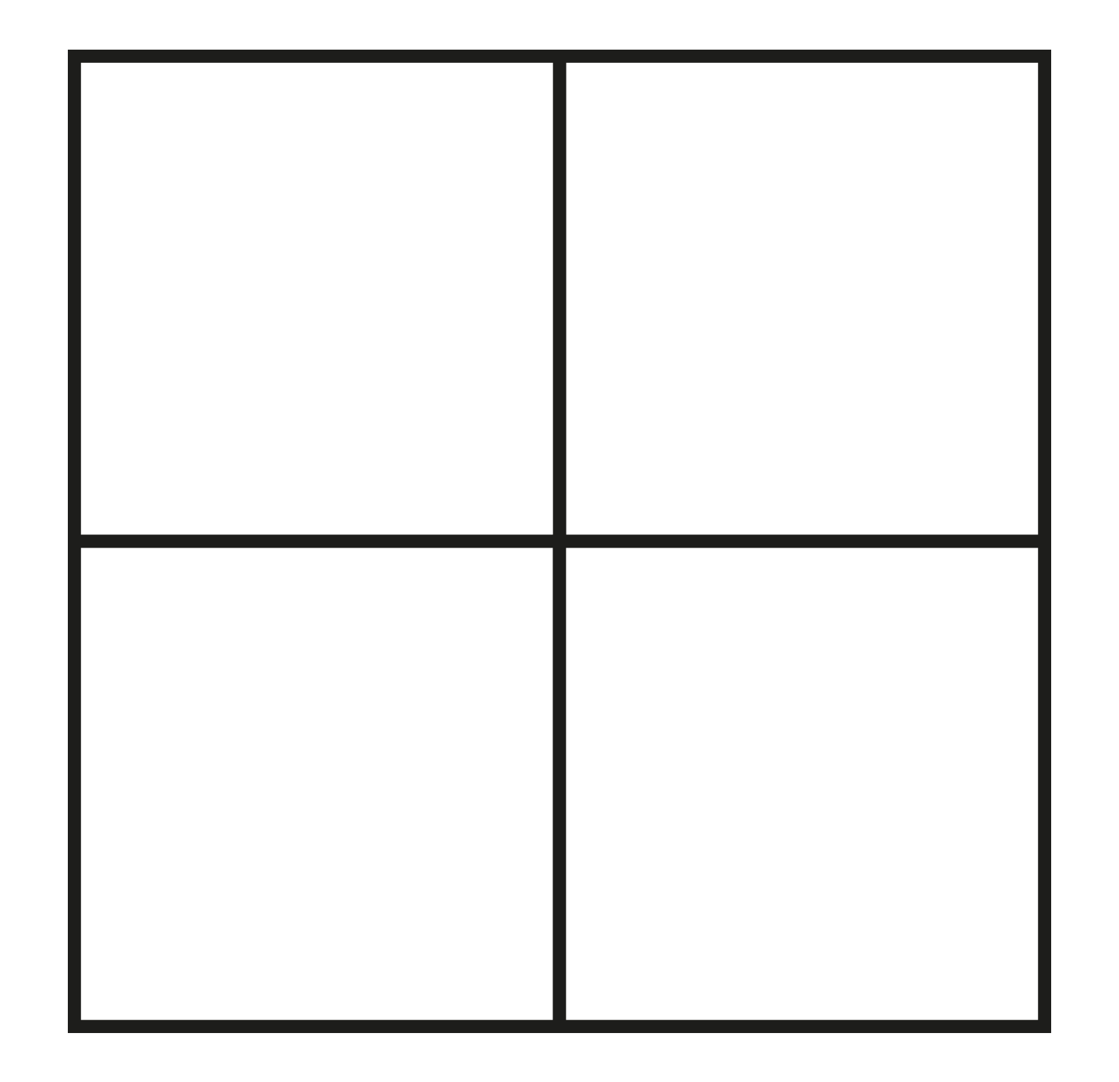 Square split into 4 equal parts