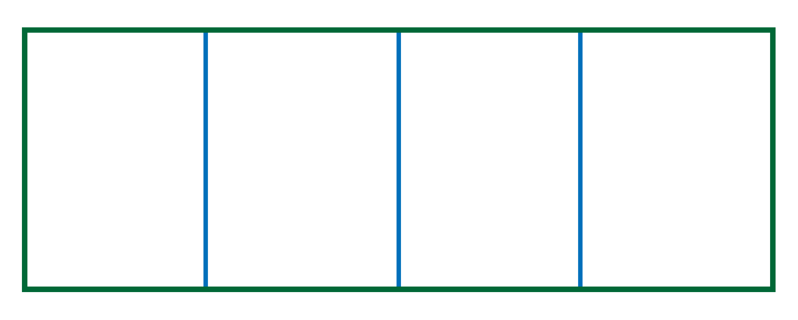Rectangle split into 4 equal parts