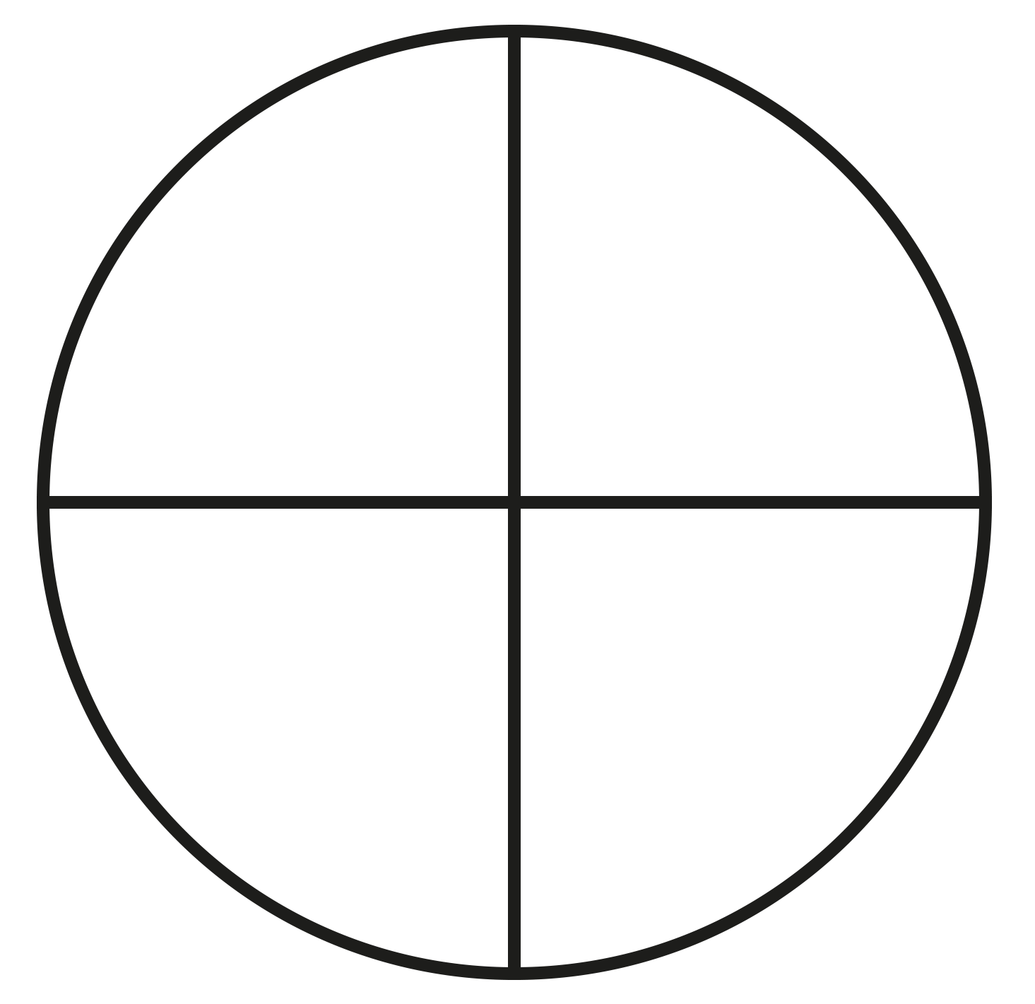 Circle split into 4 equal parts