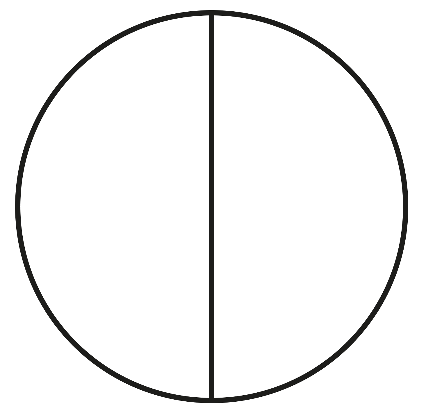 Circle split in half