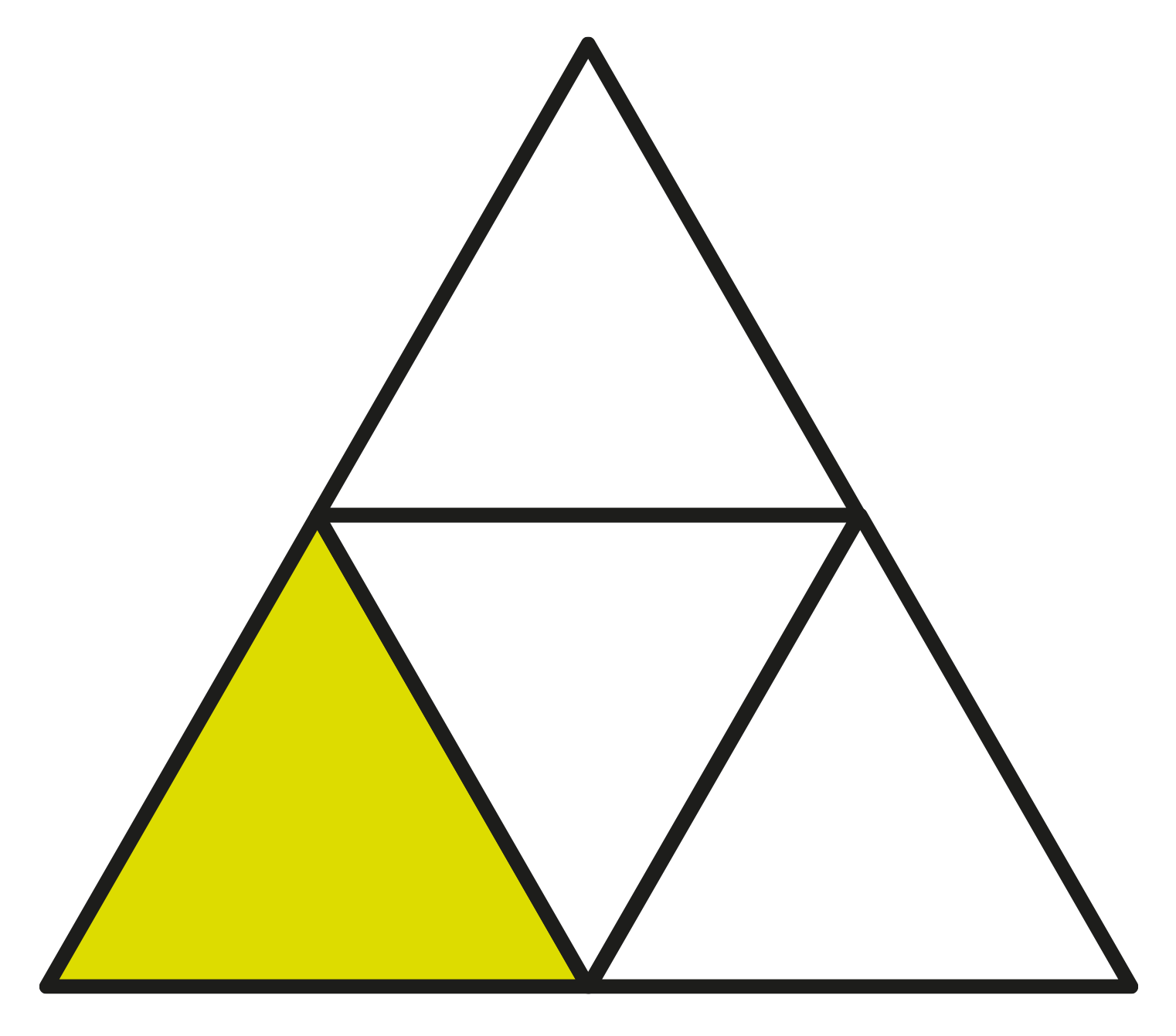 Triangle with 1/4 shaded