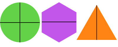 Circle, hexagon, and triangle.