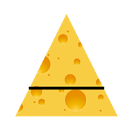 Triangle cheese divided unequally.