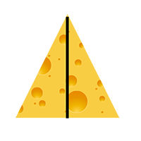 Triangle cheese divided into halves.