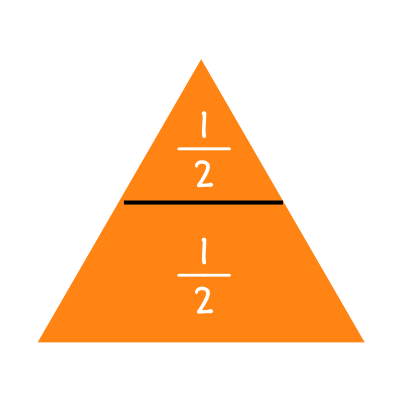 Triangle divided into two unequal partitions.