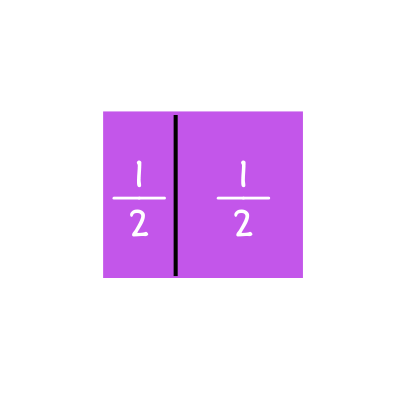 Square divided into two unequal partitions.