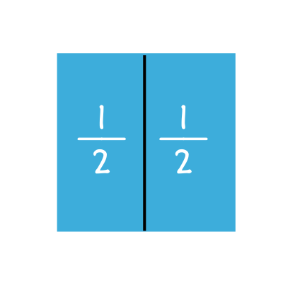 Square divided into halves.