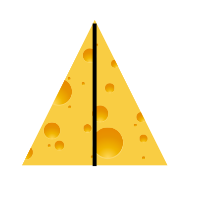 Triangle cheese divided into halves.