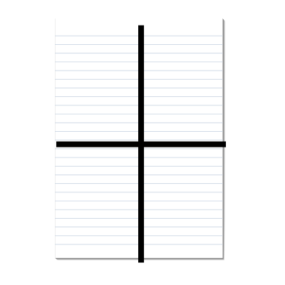Blank sheet of papter divided into fourths.