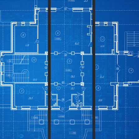 Blueprint divided into thirds.