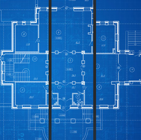 Blueprint divided into thirds.
