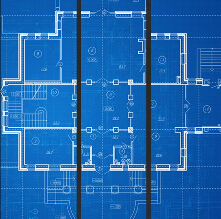 Blueprint divided into thirds.