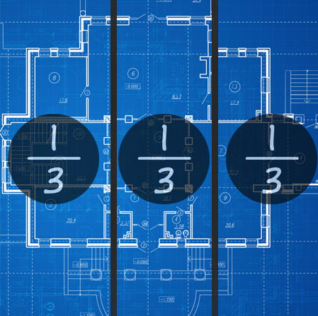 Blueprint divided into thirds.