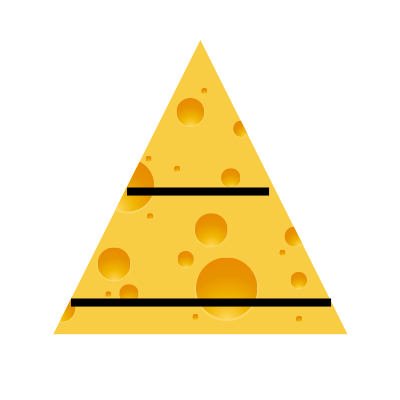Triangle cheese divided into unequal thirds.