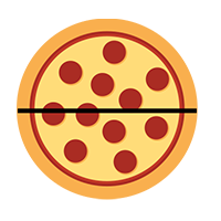 Pizza divided into halves.