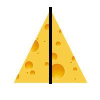 Triangle cheese divided into halves.