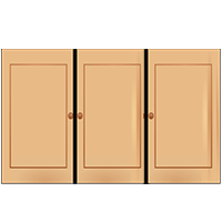 Doors divided into thirds.