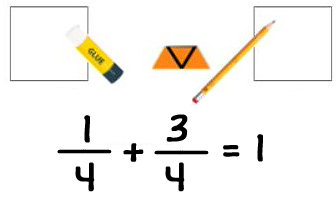 Glue stick with pencil and three fourths of triangle