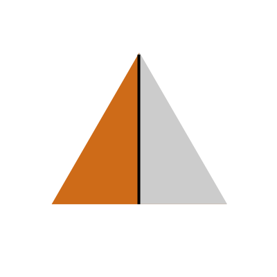 Triangle with half colored orange