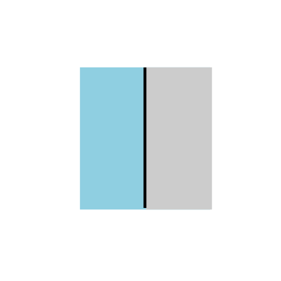 Square with half colored blue