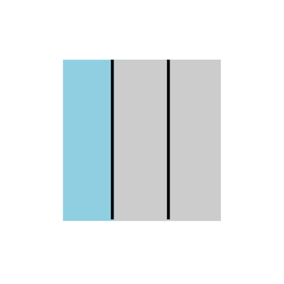 Square in thirds with one third colored blue