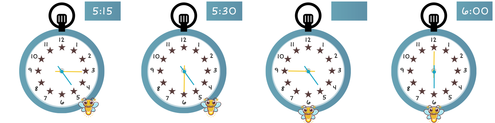 5:15, 5:30, BLANK, and 6:00