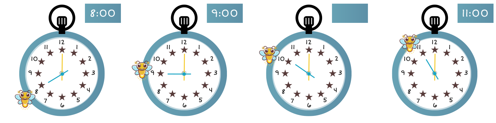 8:00, 9:00, BLANK, and 11:00