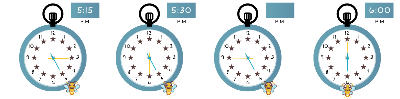 5:15 P.M., 5:30 P.M., BLANK, and 6:00 P.M.