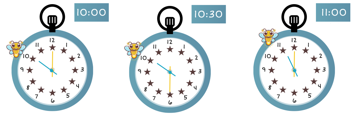 10:00, 10:30, and 11:00.