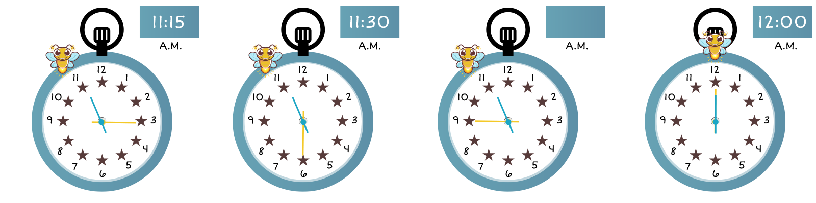 11:15 A.M., 11:30 A.M., BLANK, and 12:00 A.M.