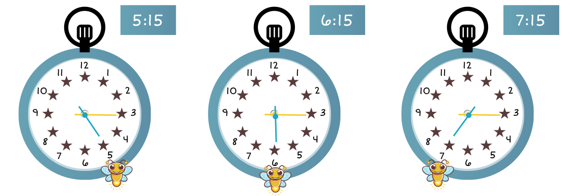 5:15, 6:15, and 7:15.