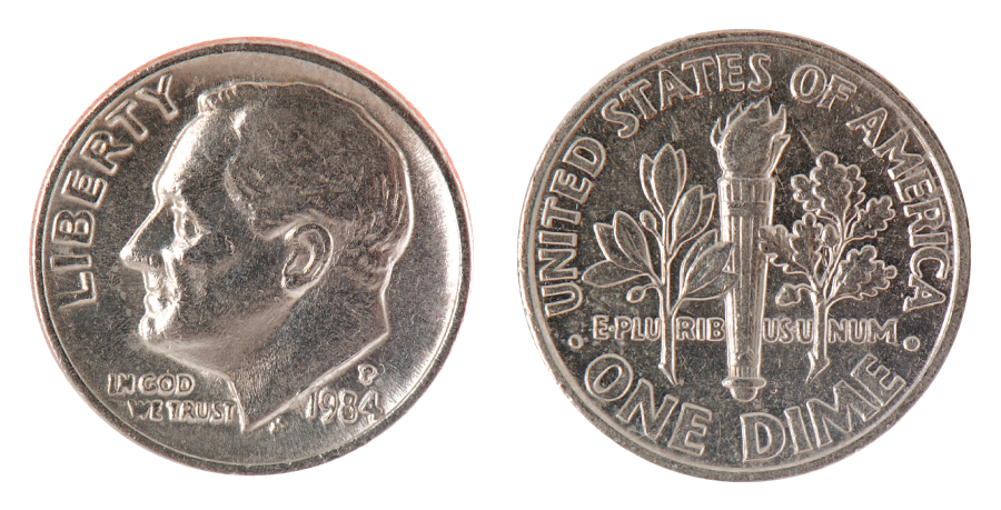 dime, front and back