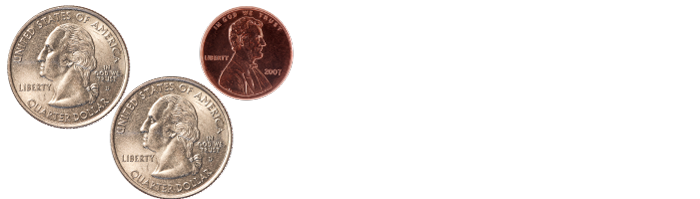 2 quarters, 1 penny