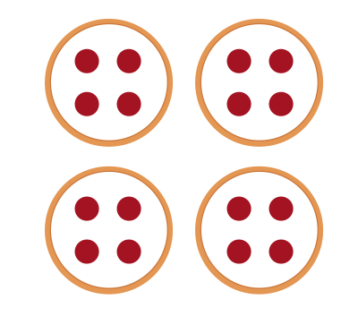 4 circles with 4 balloons in each circle