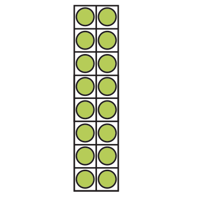 2 by 8 grid with green dots in each cell