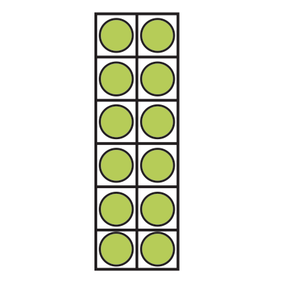 2 by 6 table of green dots