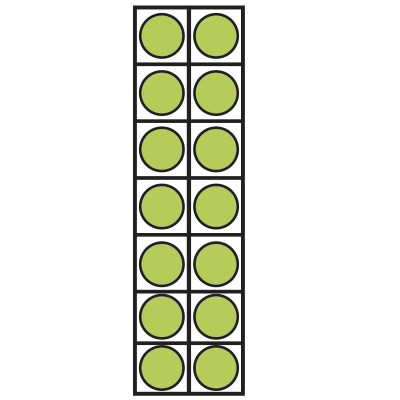 2 by 7 table of green dots