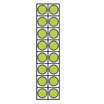 2 by 8 table of green dots