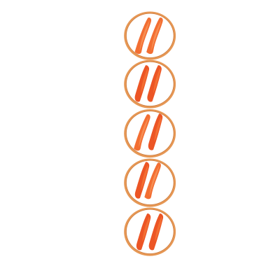 10 carrots in a column in sets of two with each set circled