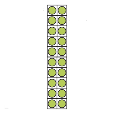 10 x 2 grid filled with green dots in every cell