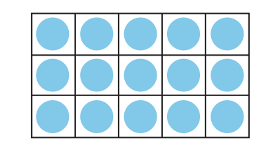 3 by 5 grid filled with blue dots
